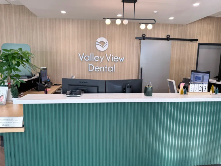 Modern dental office reception area.
