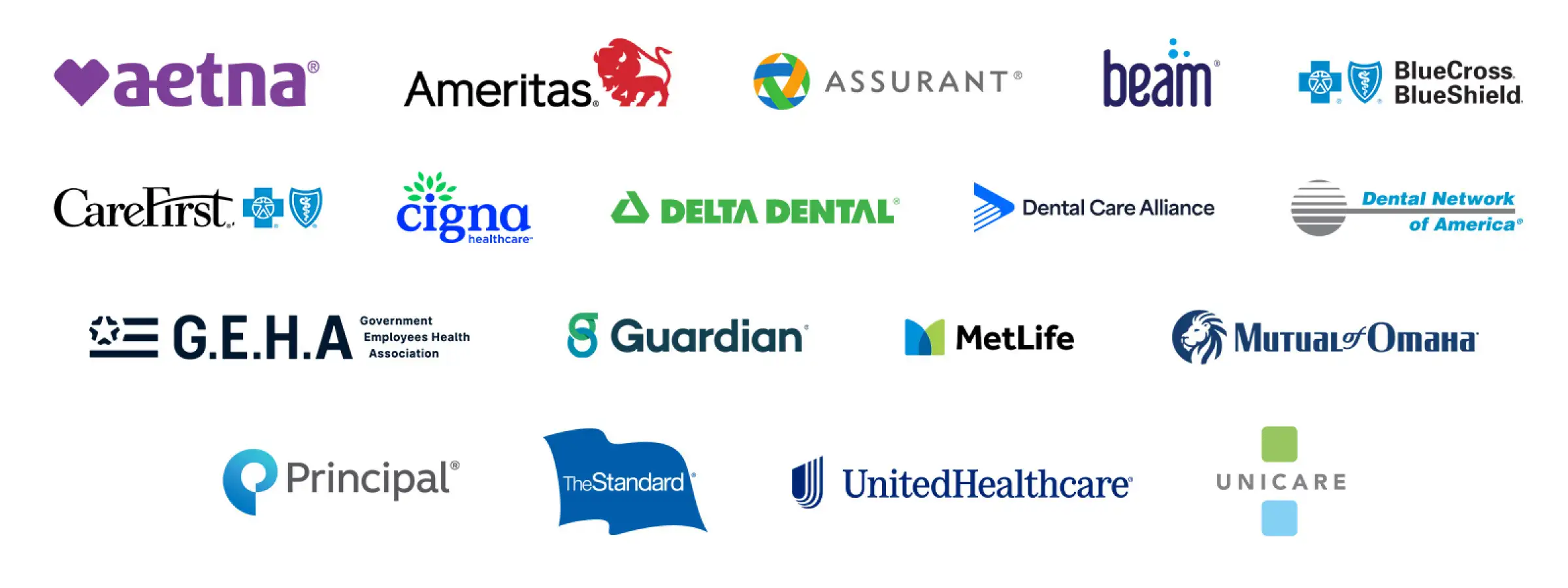 Various health insurance company logos